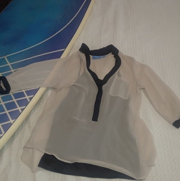 SIMPLY Vera Sheer, Champagne Top With Slit Back - Picture 2 of 6